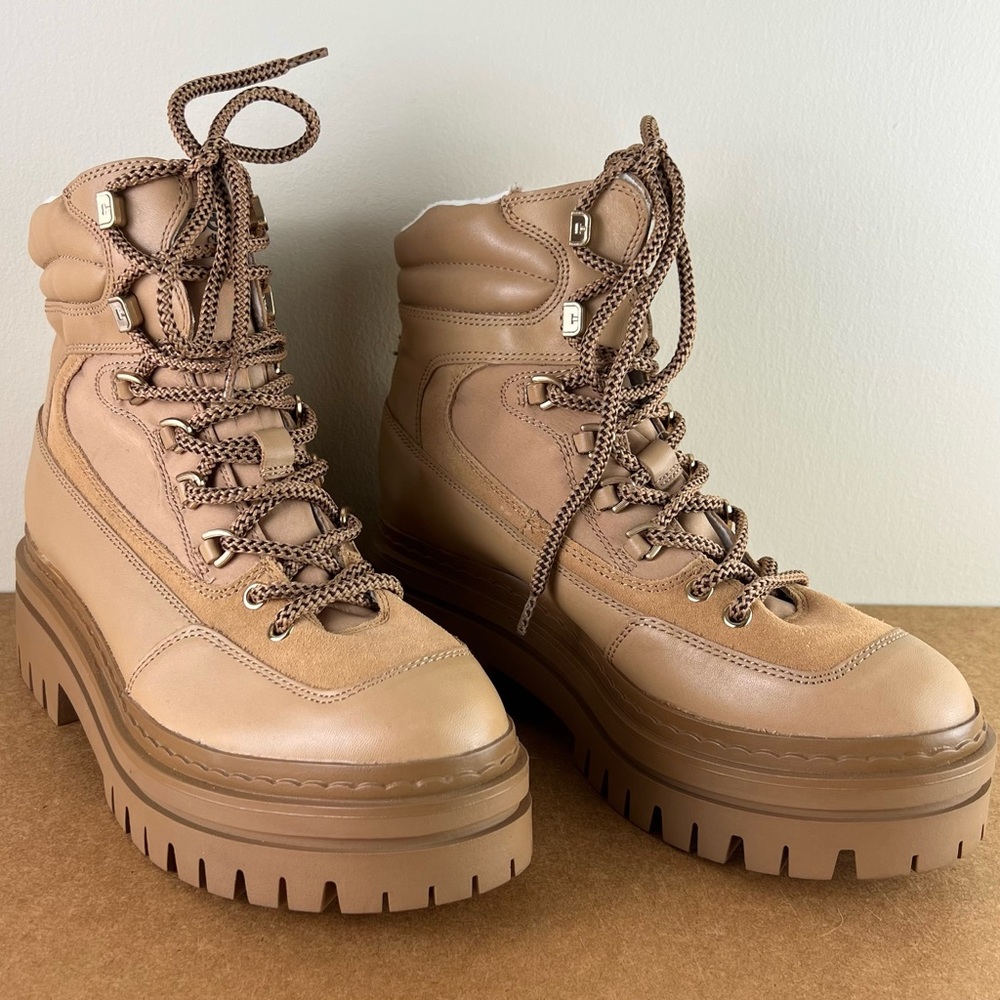 NEW SAM EDELMAN TAN COMBAT BOOTS - Picture 2 of 11